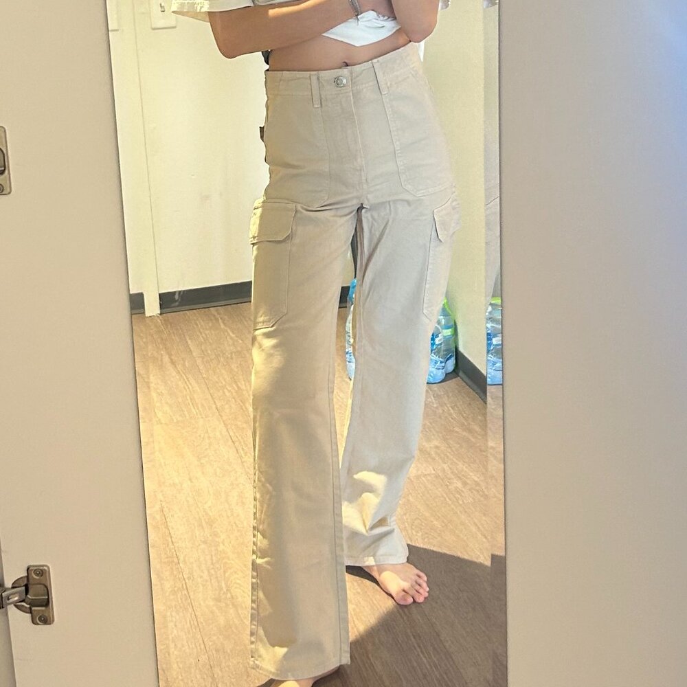 ZARA TRF high rise straight cargo pants